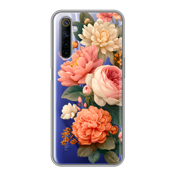 Силиконовый противоударный чехол на Realme 6 с принтом цветы
