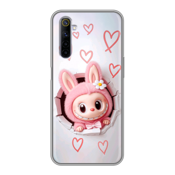 Силиконовый противоударный чехол на Realme 6 с принтом Labubu Лабубу