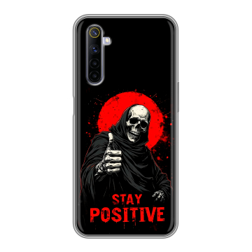 Силиконовый противоударный чехол на Realme 6 с принтом смешной скелет
