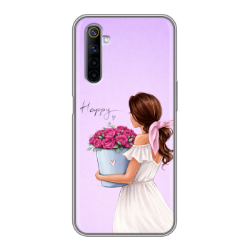 Силиконовый противоударный чехол на Realme 6 с принтом женский