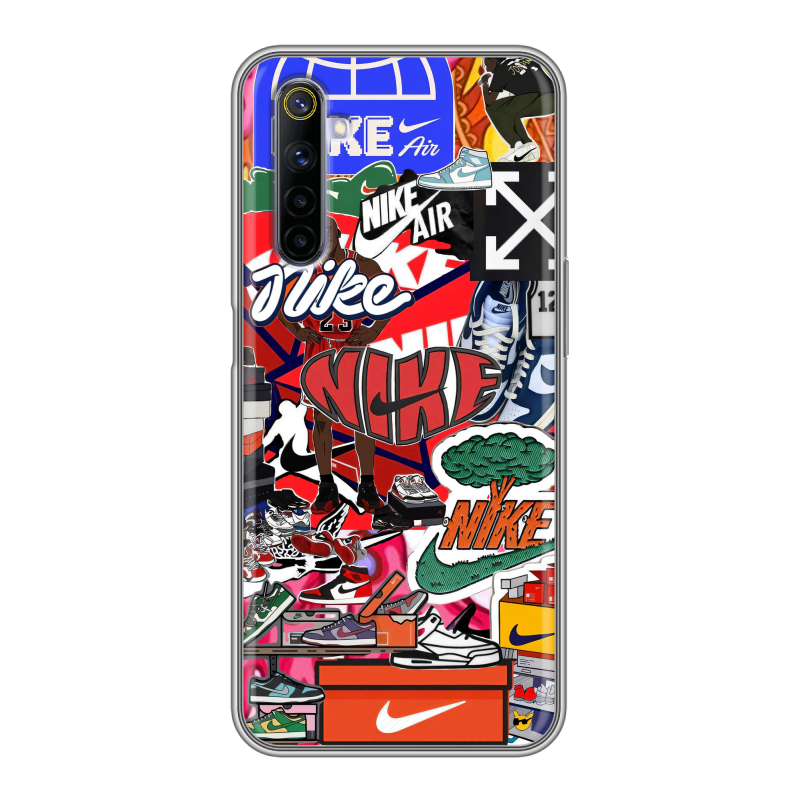Силиконовый противоударный чехол на Realme 6 с принтом Найк Nike яркий Силиконовый противоударный чехол на Realme 6 с принтом Найк Nike яркий