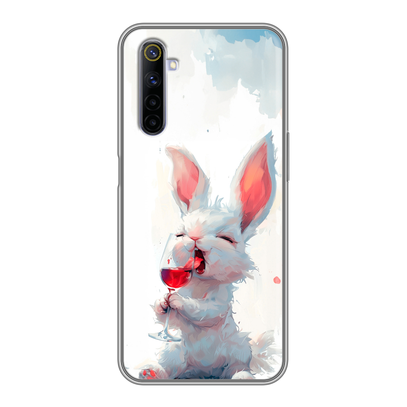 Силиконовый противоударный чехол на Realme 6 с принтом кролик зайчик Силиконовый противоударный чехол на Realme 6 с принтом кролик зайчик