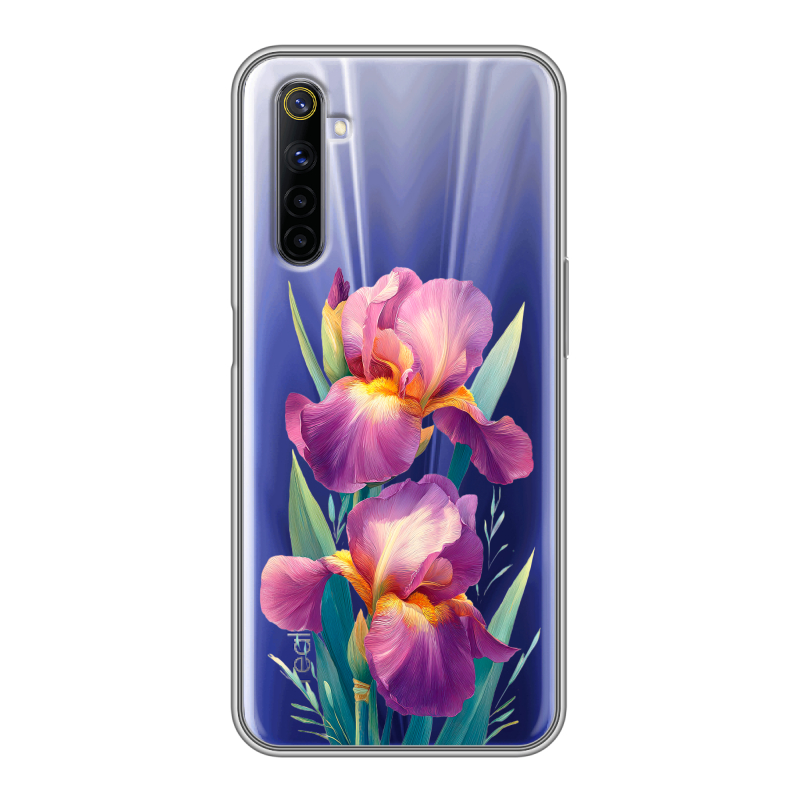 Силиконовый противоударный чехол на Realme 6 с принтом Цветы орхидеи Силиконовый противоударный чехол на Realme 6 с принтом Цветы орхидеи