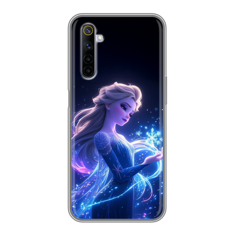 Силиконовый противоударный чехол на Realme 6 с принтом Холодное сердце Frozen Силиконовый противоударный чехол на Realme 6 с принтом Холодное сердце Frozen