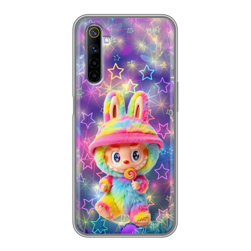 Силиконовый противоударный чехол на Realme 6 с принтом Labubu Лабубу Силиконовый противоударный чехол на Realme 6 с принтом Labubu Лабубу
