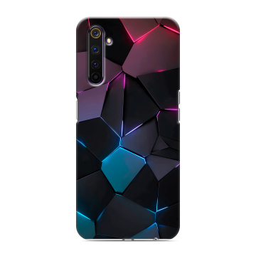 Силиконовый противоударный чехол на Realme 6 Pro с принтом Геометрия неона Силиконовый противоударный чехол на Realme 6 Pro с принтом Геометрия неона