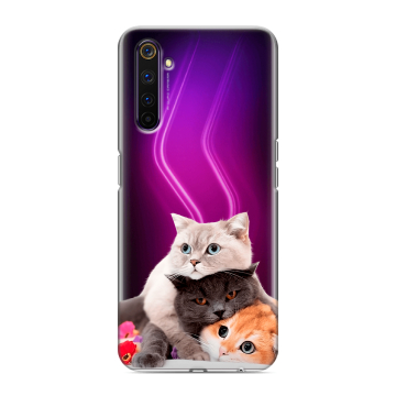 Силиконовый противоударный чехол на Realme 6 Pro с принтом Кошки Силиконовый противоударный чехол на Realme 6 Pro с принтом Кошки
