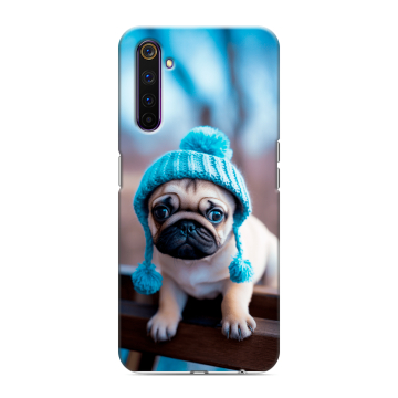 Силиконовый противоударный чехол на Realme 6 Pro с принтом Мопс в шапке Силиконовый противоударный чехол на Realme 6 Pro с принтом Мопс в шапке