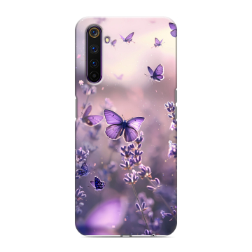 Силиконовый противоударный чехол на Realme 6 Pro с принтом бабочки и лаванда