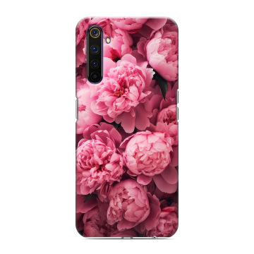 Силиконовый противоударный чехол на Realme 6 Pro с принтом цветы пионы Силиконовый противоударный чехол на Realme 6 Pro с принтом цветы пионы