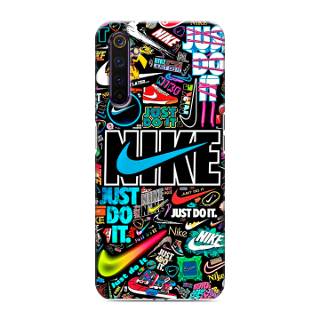 Силиконовый противоударный чехол на Realme 6 Pro с принтом найк nike черный
