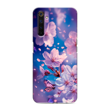 Силиконовый противоударный чехол на Realme 6 Pro с принтом цветы бабочки Силиконовый противоударный чехол на Realme 6 Pro с принтом цветы бабочки
