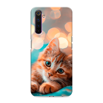 Силиконовый противоударный чехол на Realme 6 Pro с принтом котик Силиконовый противоударный чехол на Realme 6 Pro с принтом котик