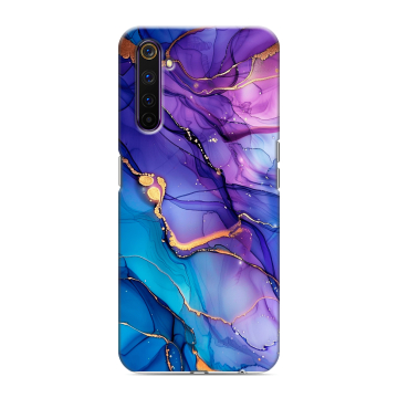 Силиконовый противоударный чехол на Realme 6 Pro с принтом синий мрамор Силиконовый противоударный чехол на Realme 6 Pro с принтом синий мрамор