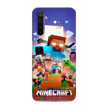 Силиконовый противоударный чехол на Realme 6 Pro с принтом Майнкрафт Minecraft
