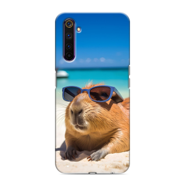 Силиконовый противоударный чехол на Realme 6 Pro с принтом Капибара