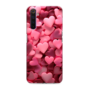 Силиконовый противоударный чехол на Realme 6 Pro с принтом розовые сердечки Силиконовый противоударный чехол на Realme 6 Pro с принтом розовые сердечки