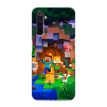 Силиконовый противоударный чехол на Realme 6 Pro с принтом Майнкрафт Minecraft