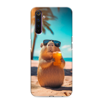 Силиконовый противоударный чехол на Realme 6 Pro с принтом Капибара