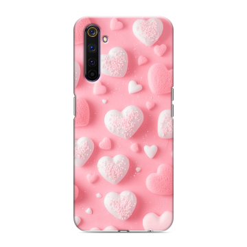 Силиконовый противоударный чехол на Realme 6 Pro с принтом Сердечки