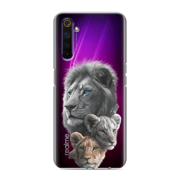 Силиконовый противоударный чехол на Realme 6 Pro с принтом Львы
