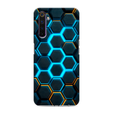 Силиконовый противоударный чехол на Realme 6 Pro с принтом Неоновые соты