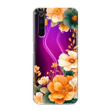 Силиконовый противоударный чехол на Realme 6 Pro с принтом Цветы принт