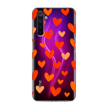 Силиконовый противоударный чехол на Realme 6 Pro с принтом Сердечки