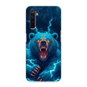 Силиконовый противоударный чехол на Realme 6 Pro с принтом Медведь
