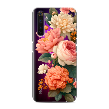 Силиконовый противоударный чехол на Realme 6 Pro с принтом цветы
