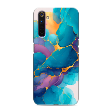 Силиконовый противоударный чехол на Realme 6 Pro с принтом Мрамор блестки