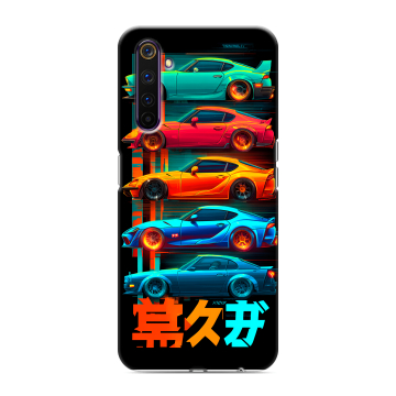 Силиконовый противоударный чехол на Realme 6 Pro с принтом машины тачки