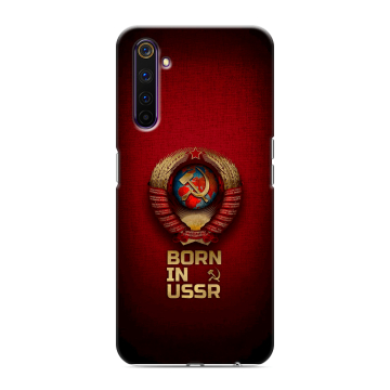 Силиконовый противоударный чехол на Realme 6 Pro с принтом Флаг Герб СССР