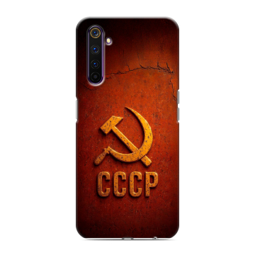 Силиконовый противоударный чехол на Realme 6 Pro с принтом Флаг Герб СССР Силиконовый противоударный чехол на Realme 6 Pro с принтом Флаг Герб СССР