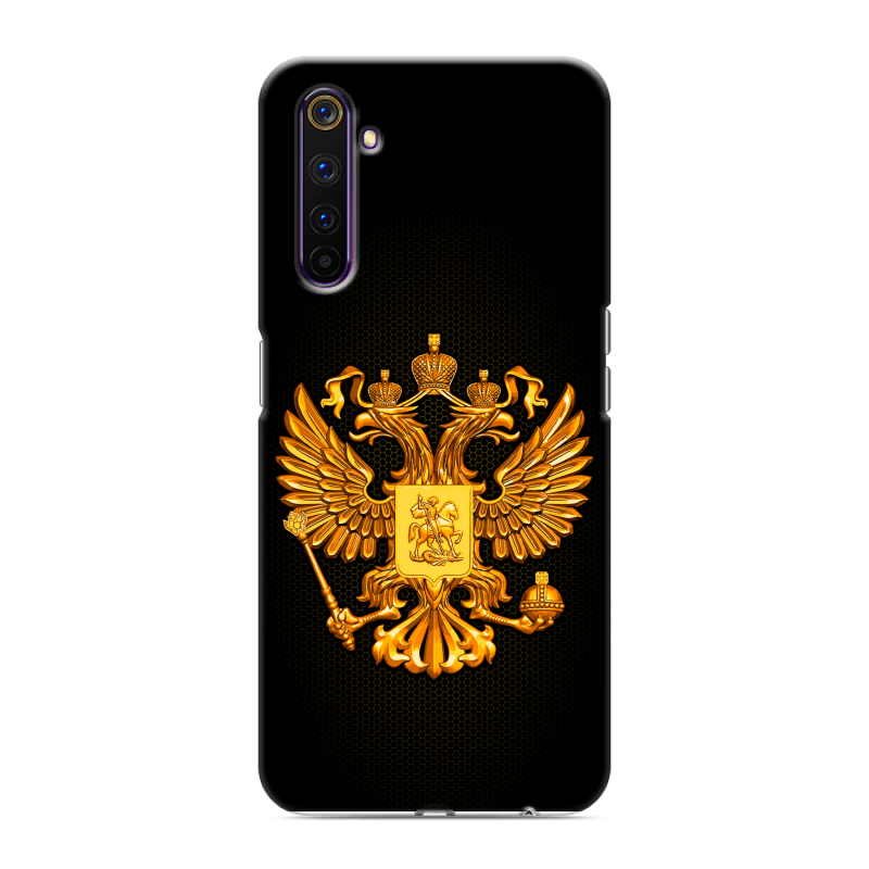 Силиконовый противоударный чехол на Realme 6 Pro с принтом Герб России желтый Силиконовый противоударный чехол на Realme 6 Pro с принтом Герб России желтый