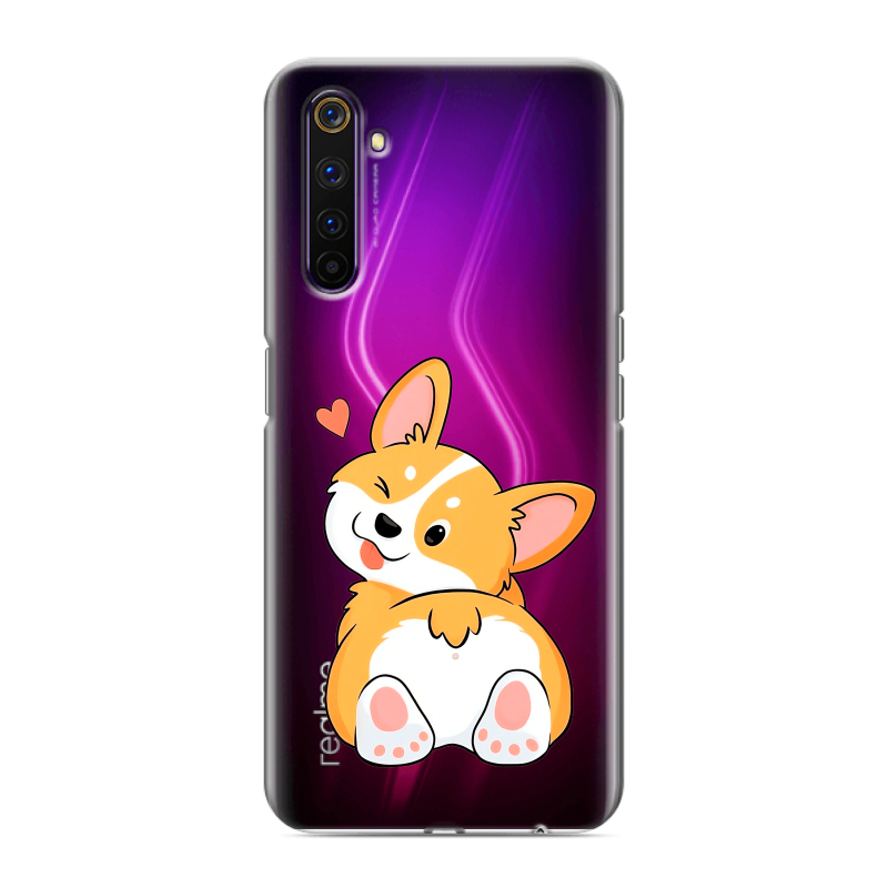 Силиконовый противоударный чехол на Realme 6 Pro с принтом Корги Силиконовый противоударный чехол на Realme 6 Pro с принтом Корги