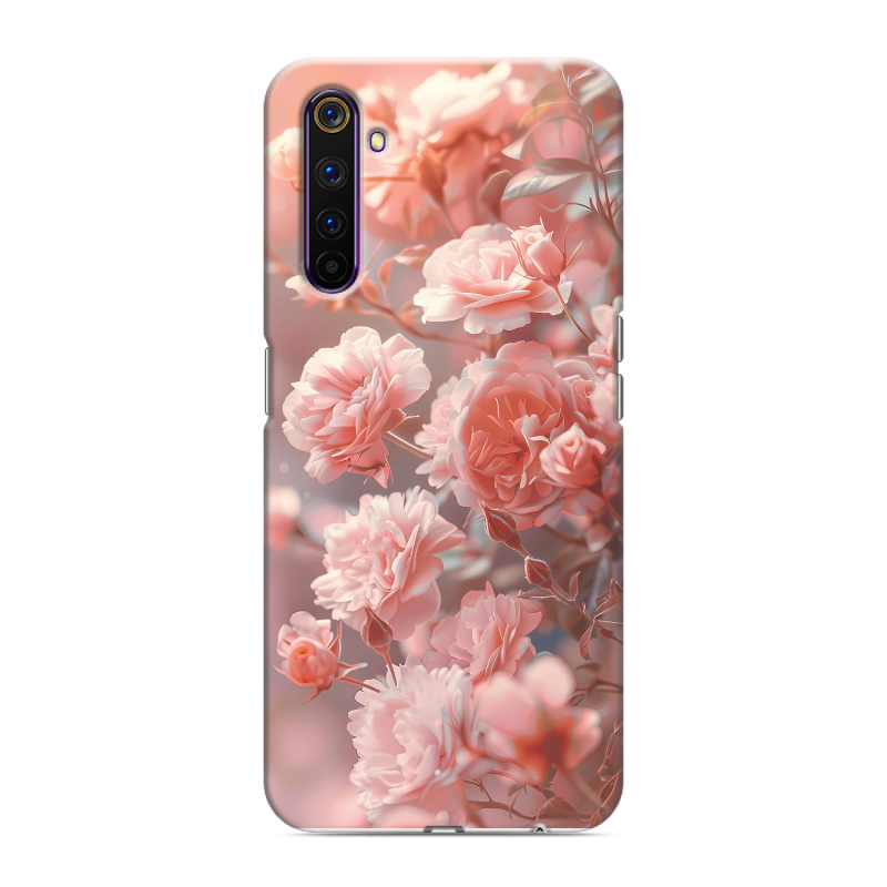 Силиконовый противоударный чехол на Realme 6 Pro с принтом Розовые розы Силиконовый противоударный чехол на Realme 6 Pro с принтом Розовые розы