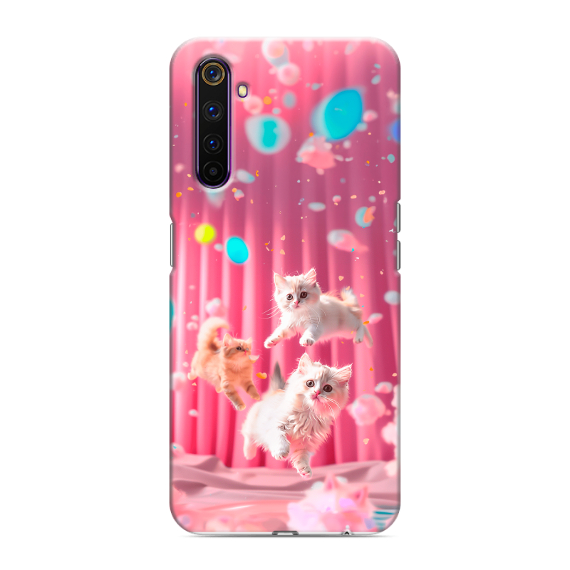 Силиконовый противоударный чехол на Realme 6 Pro с принтом милые котики Силиконовый противоударный чехол на Realme 6 Pro с принтом милые котики