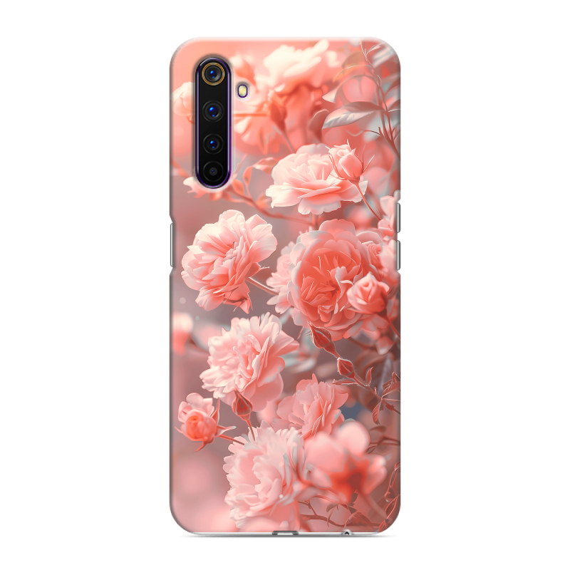 Силиконовый противоударный чехол на Realme 6 Pro с принтом Розы цветы Силиконовый противоударный чехол на Realme 6 Pro с принтом Розы цветы