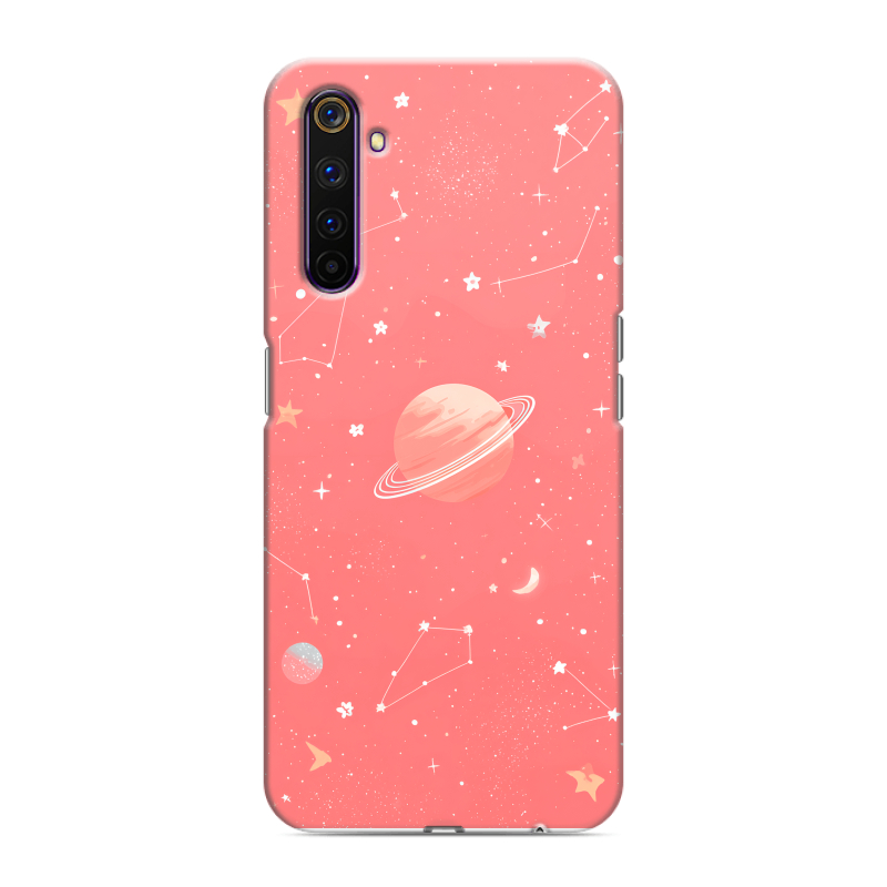 Силиконовый противоударный чехол на Realme 6 Pro с принтом Розовый космос Силиконовый противоударный чехол на Realme 6 Pro с принтом Розовый космос