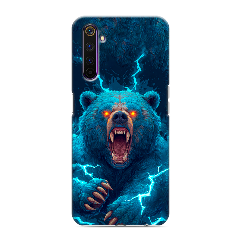 Силиконовый противоударный чехол на Realme 6 Pro с принтом Медведь Силиконовый противоударный чехол на Realme 6 Pro с принтом Медведь