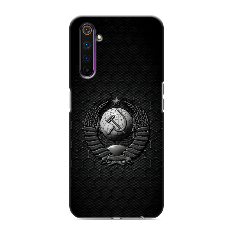Силиконовый противоударный чехол на Realme 6 Pro с принтом Герб Флаг СССР Силиконовый противоударный чехол на Realme 6 Pro с принтом Герб Флаг СССР