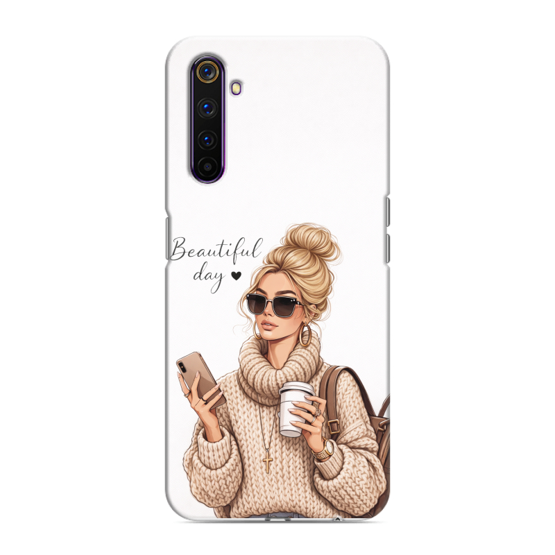 Силиконовый противоударный чехол на Realme 6 Pro с принтом женский Силиконовый противоударный чехол на Realme 6 Pro с принтом женский