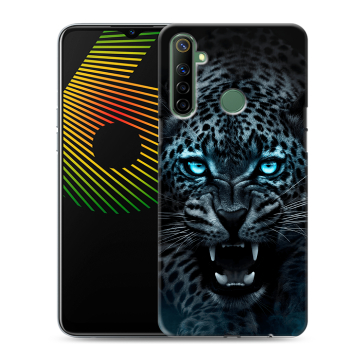 Силиконовый чехол на Realme 6i с принтом Темный леопард