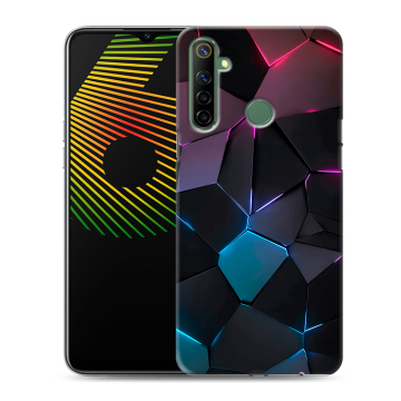Силиконовый чехол на Realme 6i с принтом Геометрия неона