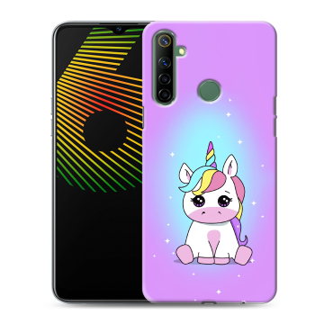 Силиконовый чехол на Realme 6i с принтом Единорог
