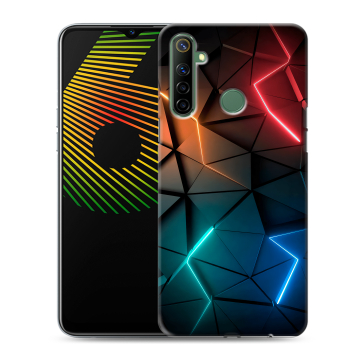 Силиконовый чехол на Realme 6i с принтом Абстракция неон