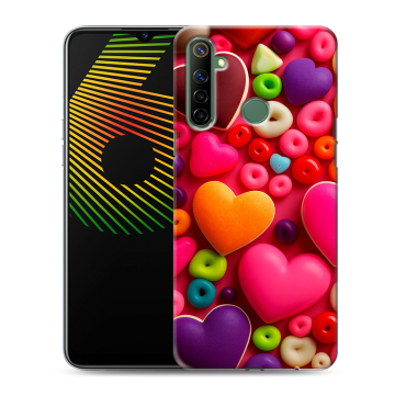 Силиконовый чехол на Realme 6i с принтом Сердечки