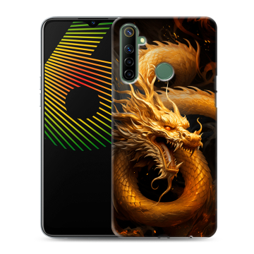 Силиконовый чехол на Realme 6i с принтом Золотой дракон Силиконовый чехол на Realme 6i с принтом Золотой дракон