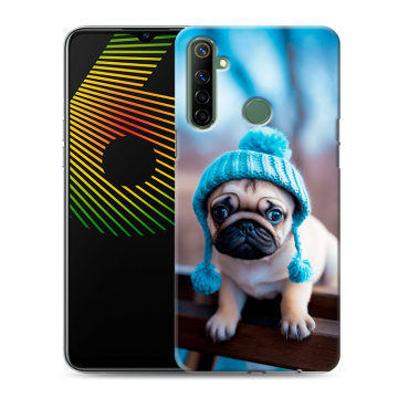 Силиконовый чехол на Realme 6i с принтом Мопс в шапке Силиконовый чехол на Realme 6i с принтом Мопс в шапке